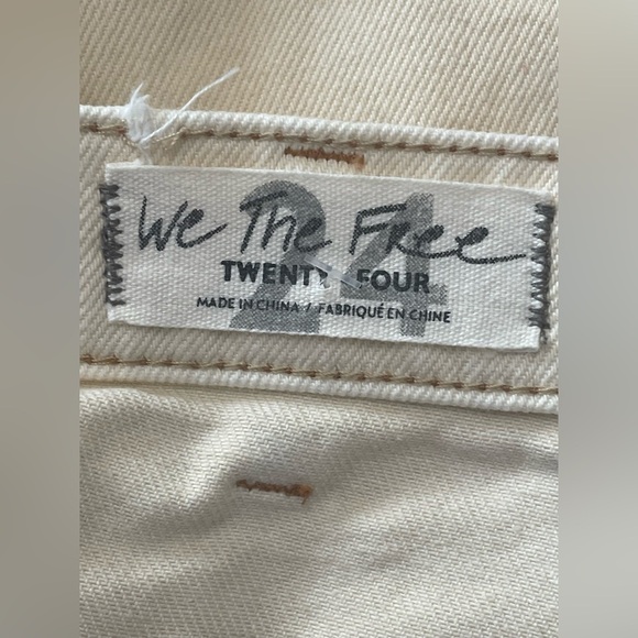 FREE PEOPLE PARKER WRAP DENIM GRUNGE MINI SKIRT BUTTER CREAM SZ 24 - Picture 10 of 14